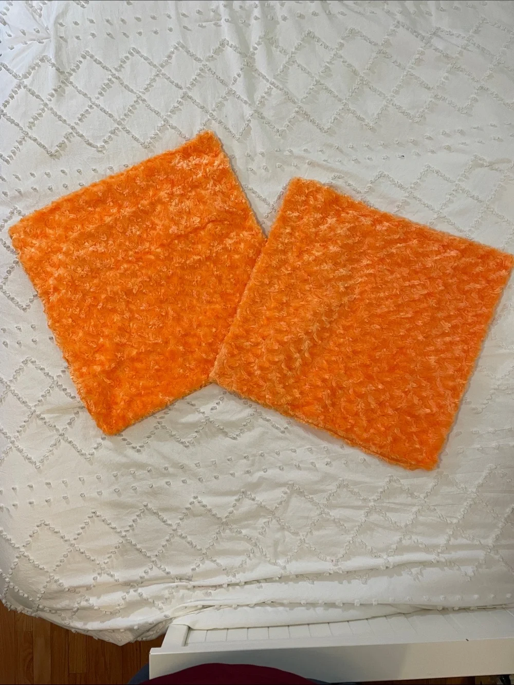 Bright Orange Fuzzy Throw Pillow Covers (Pair)